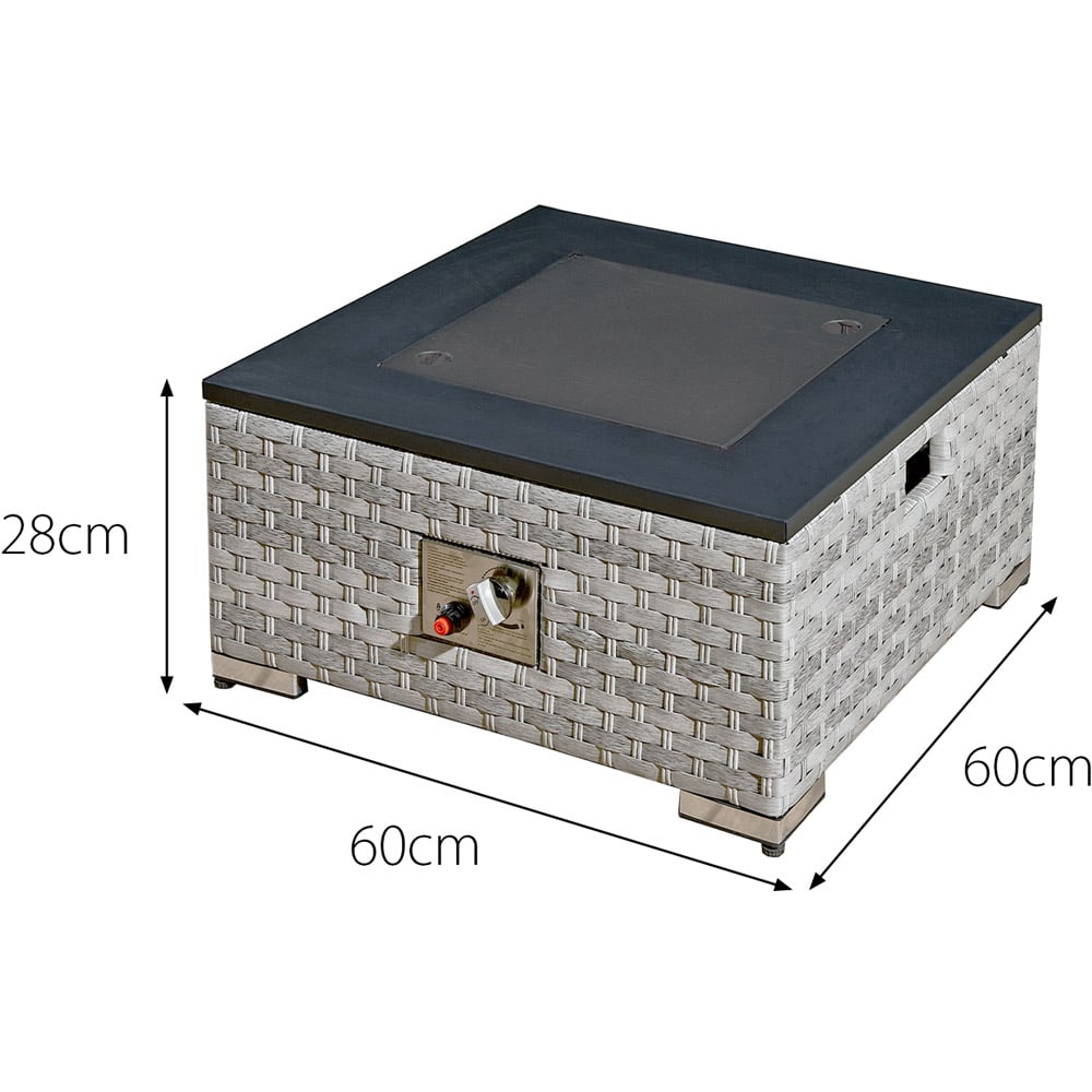 RoyalFire Icarus Dove Grey Rattan Firepit Coffee Table with Iron Top Image 4
