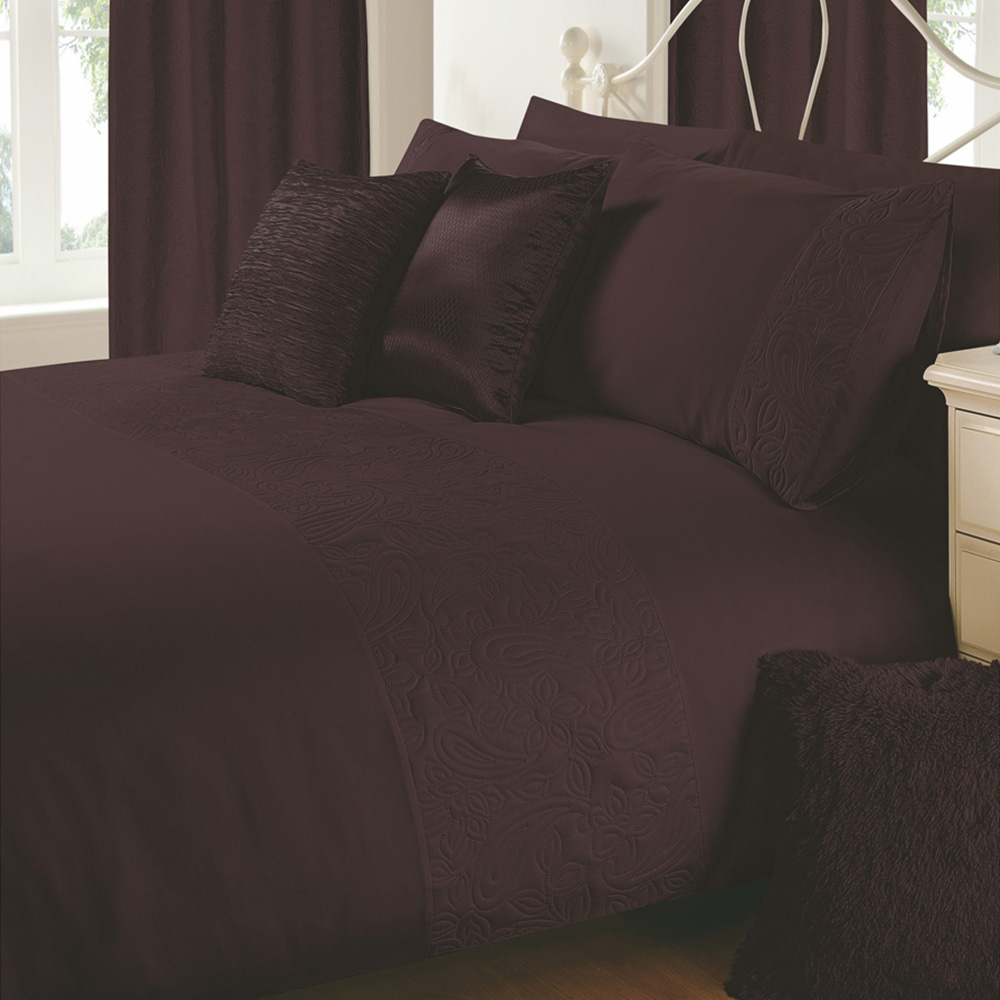 Intimates Alexis Double Chocolate Quilted Floral and Paisley Duvet Cover Set Image 2