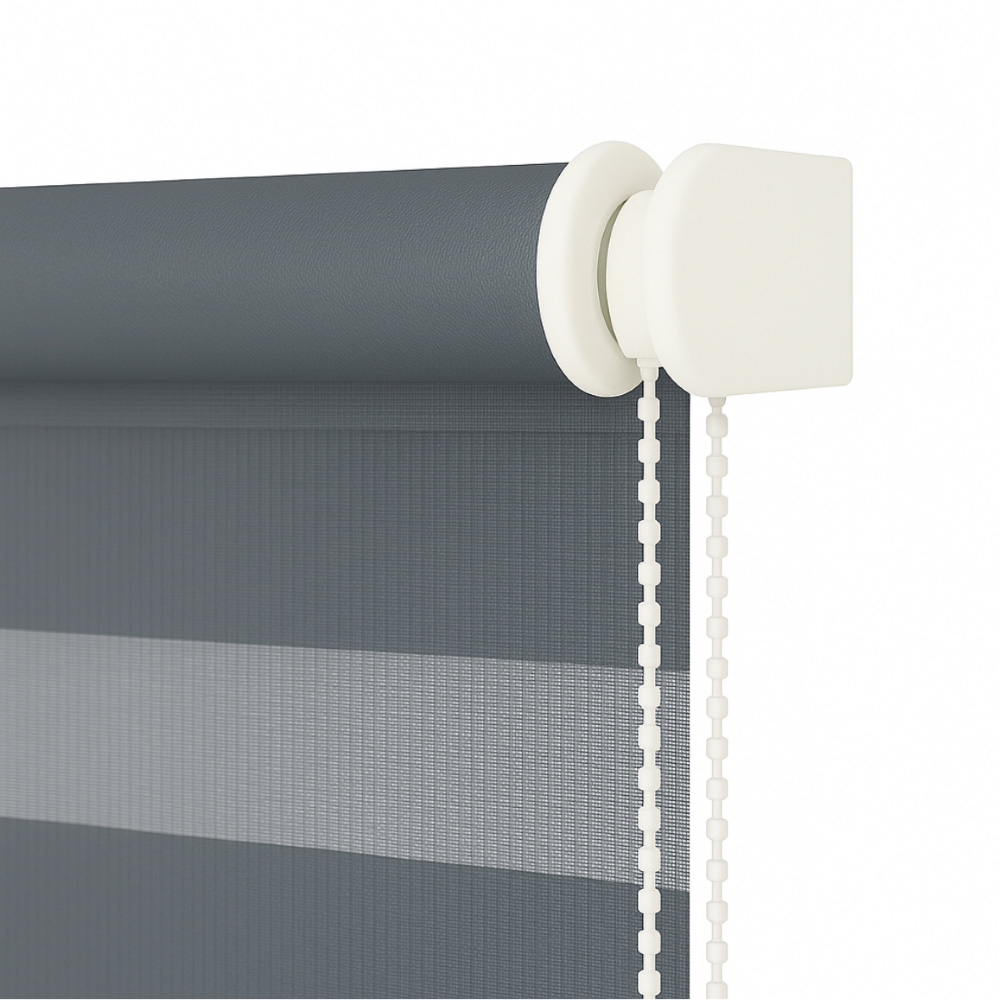 New Edge Blinds Slate Grey Day and Night Zebra Roller Blind 105cm Image 3