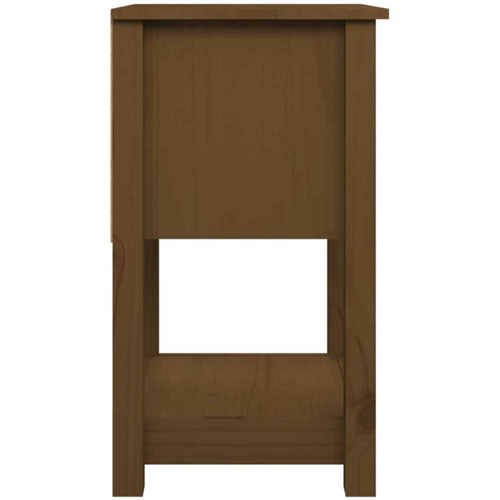 vidaXL Single Drawer Honey Brown Solid Pine Bedside Table Set of 2 Image 5