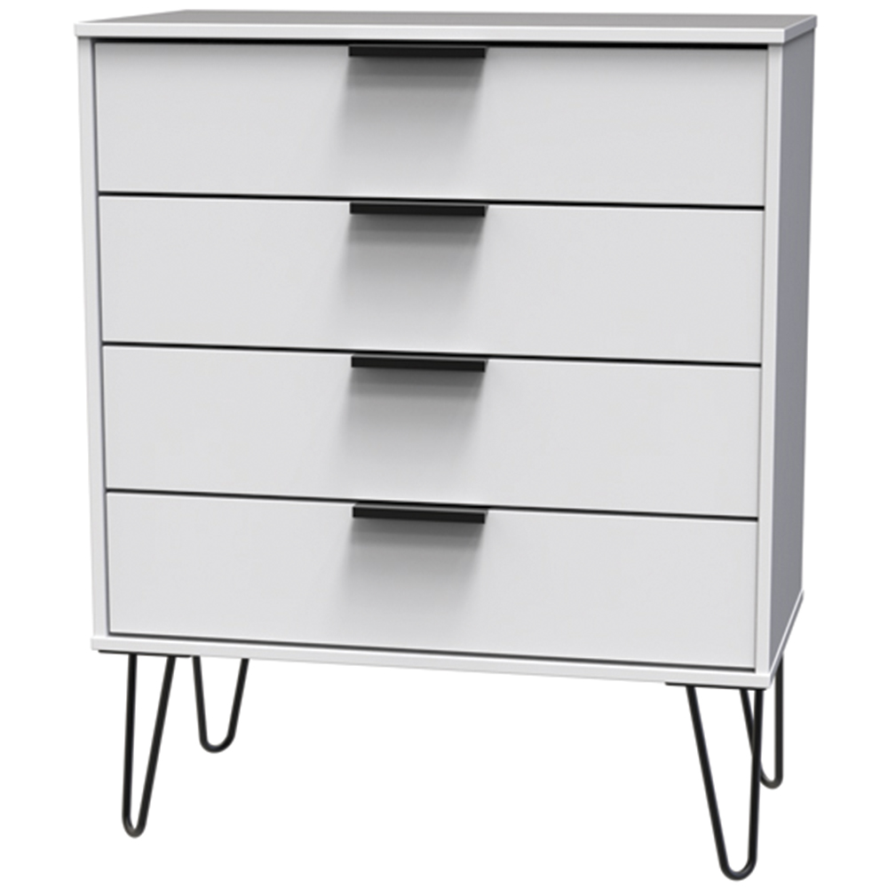 Crowndale Hong Kong 4 Drawer Matt White Chest of Drawers Ready Assembled Image 2