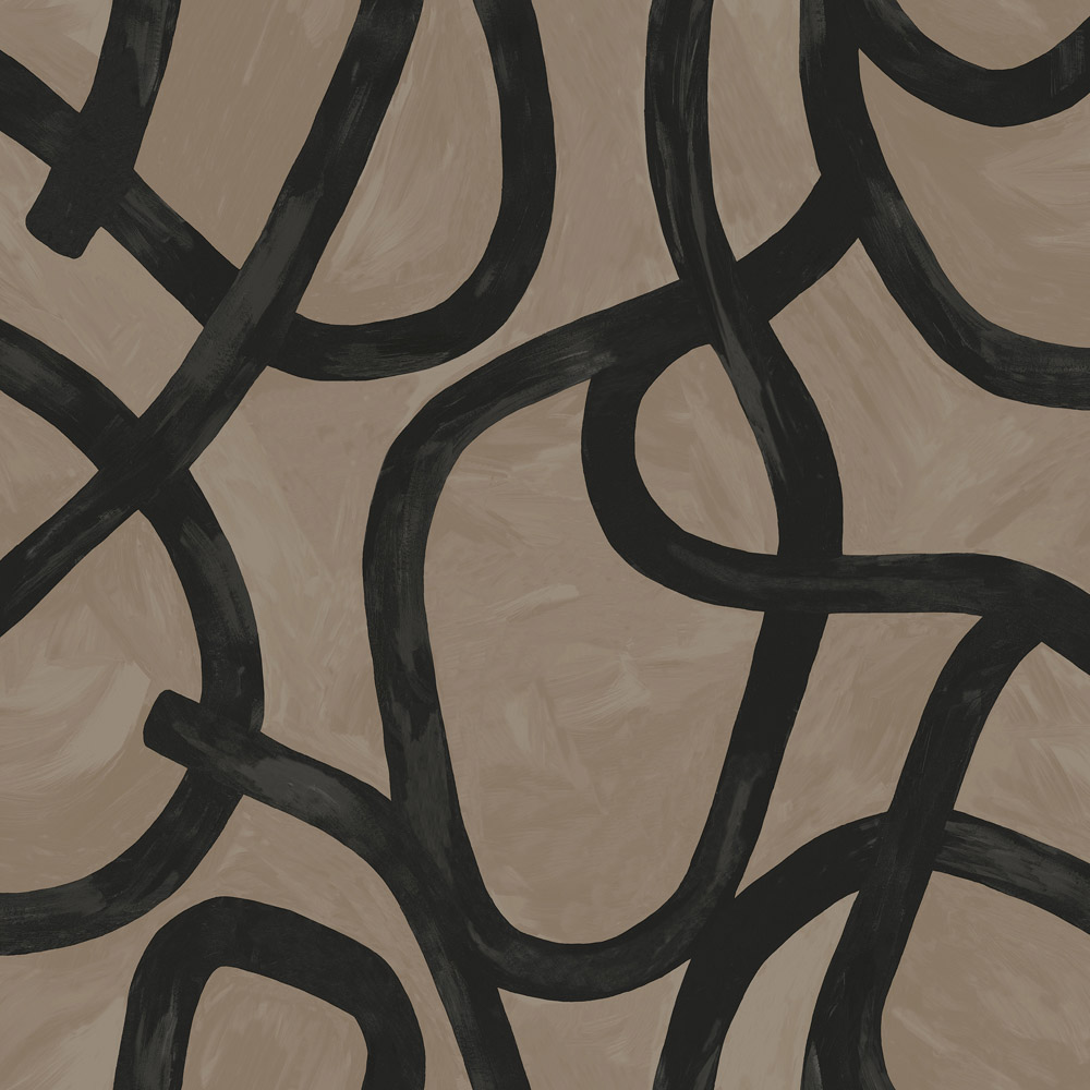 Holden Decor Linear Swirl Taupe Wallpaper Image 1