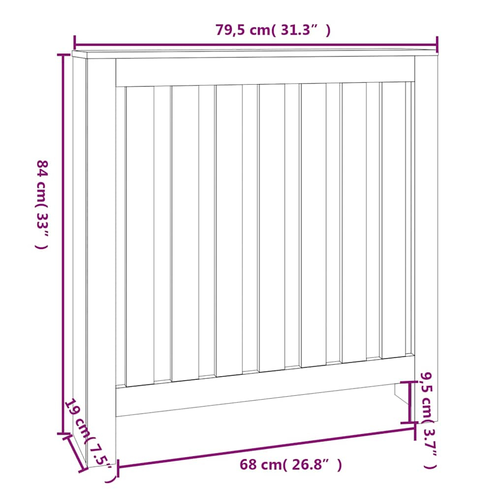 vidaXL White Pine Wood Radiator Cover 840 x 795mm Image 6