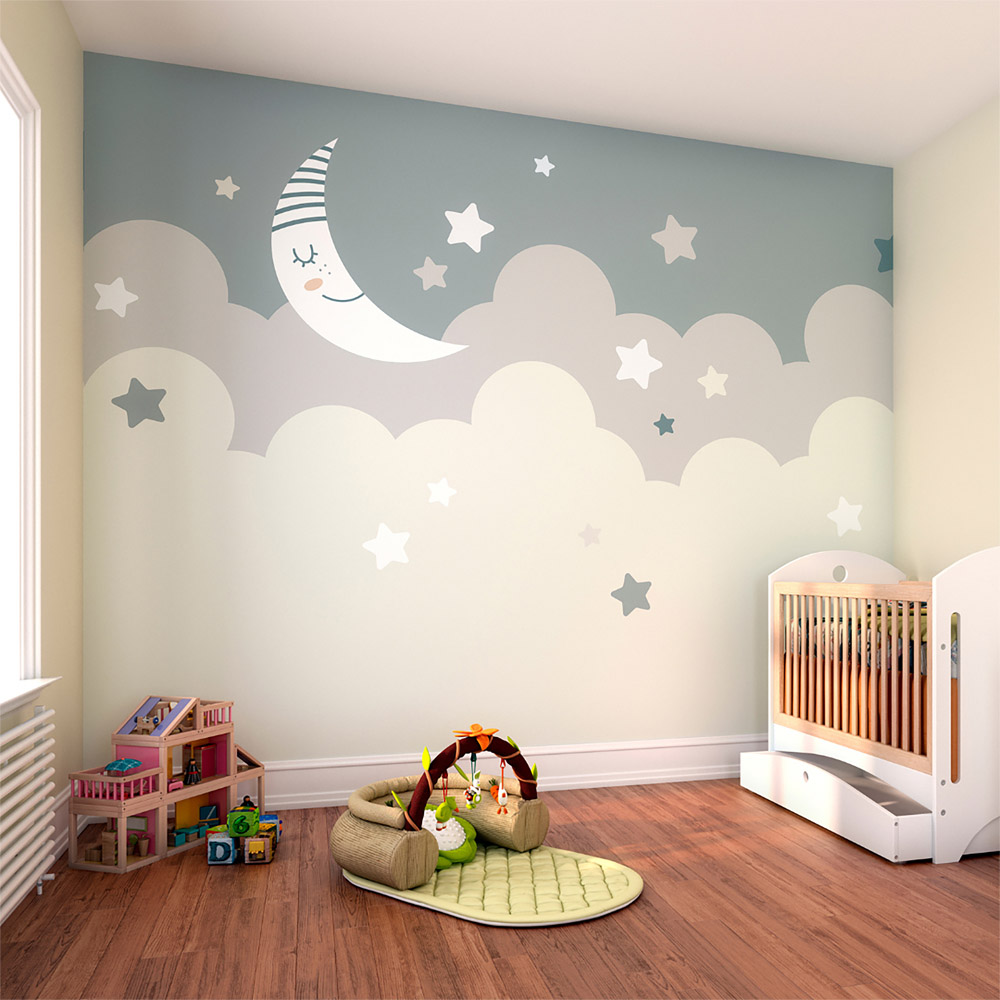 Origin Murals Nighttime Children's Sky Grey Wall Mural Image 1