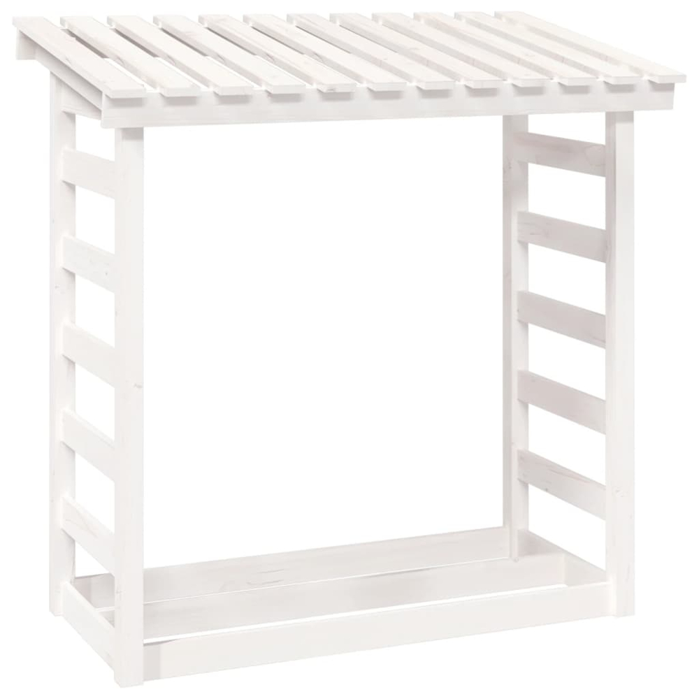 vidaXL White Pine Wood Firewood Log Holder 110 x 108 x 64.5cm Image 1