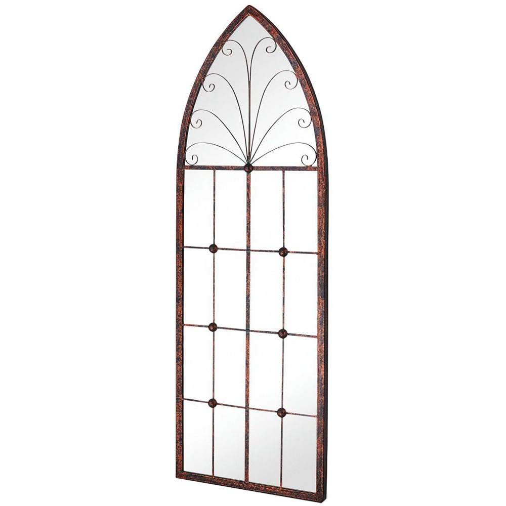 MirrorOutlet Chelsea Metal Arched Window Garden Mirror 120 x 40cm Image 1