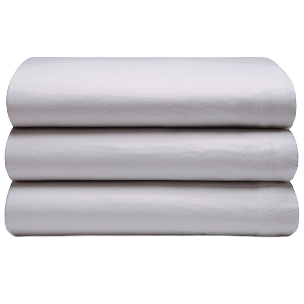 Serene Single Grey Brushed Cotton Flat Bed Sheet Image 1