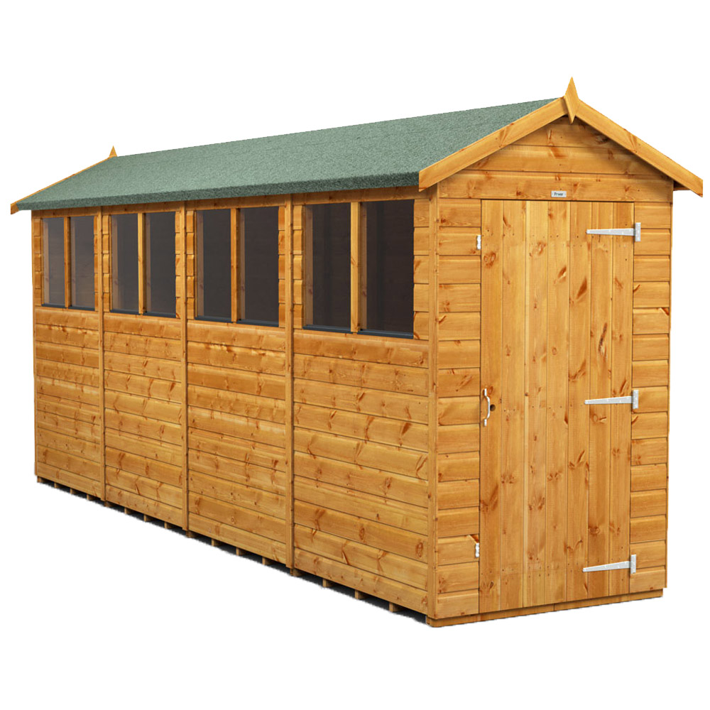 Power Sheds 16 x 4ft Apex Wooden Shed with Window Image 1