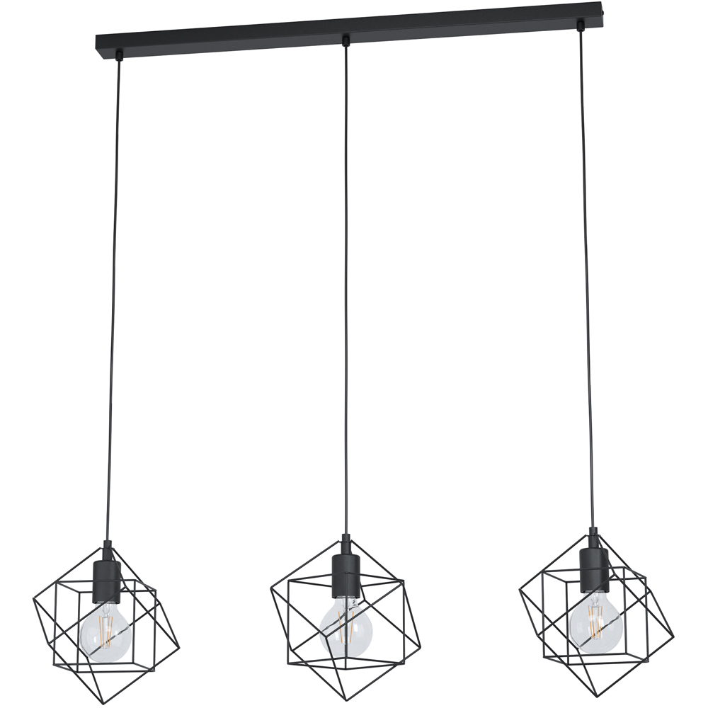 EGLO Straiton 3 Light Black Steel Geometric Pendant Lampshade Image 1