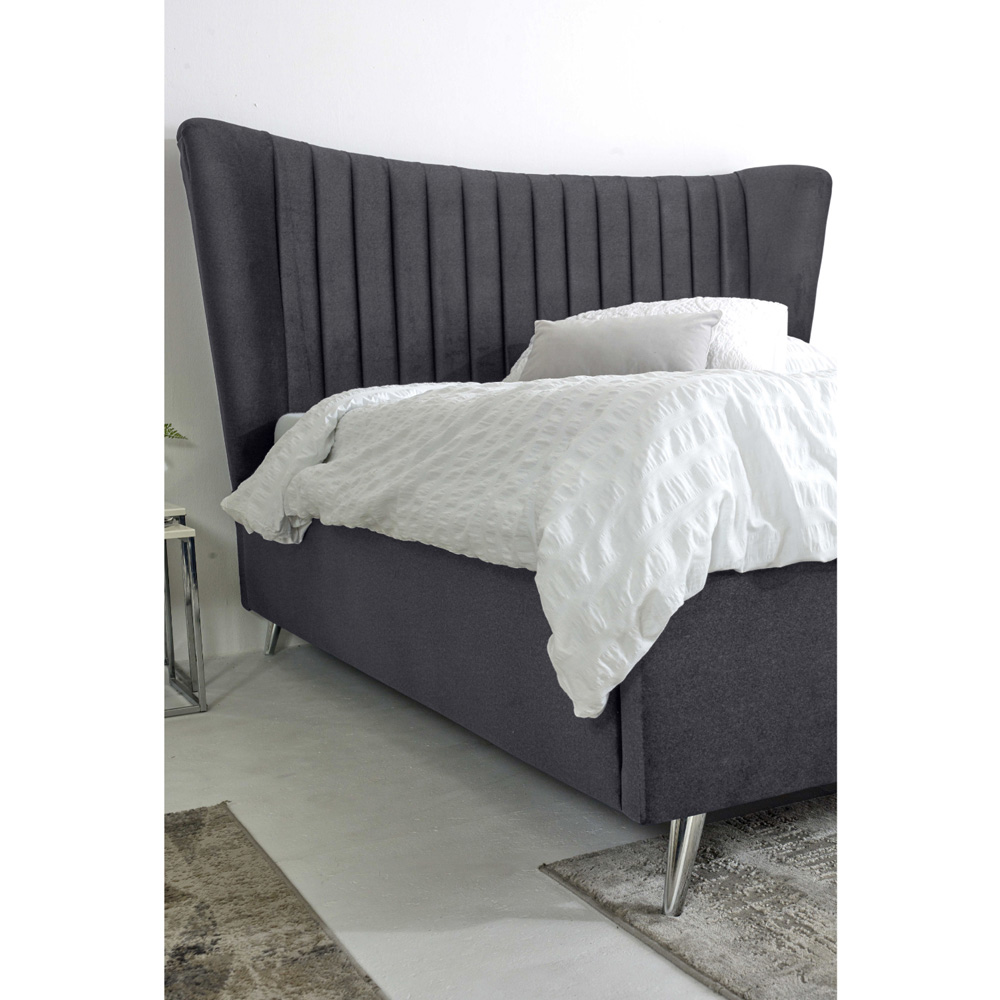 Eleganza Tatum Super King Size Steel Plush Velvet Bed Frame with Headboard Image 2