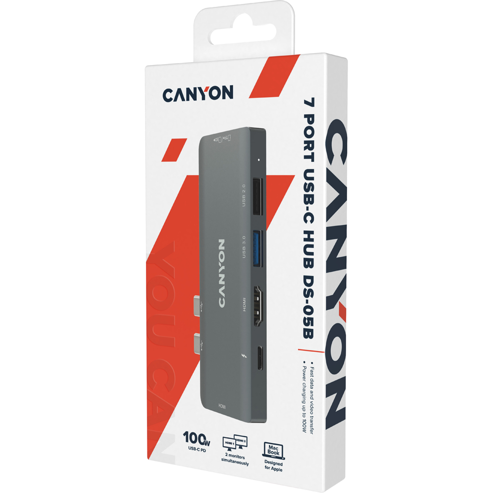 Canyon DS-5 7 in 1 Thunderbolt 3 Space Grey Docking Station Image 5