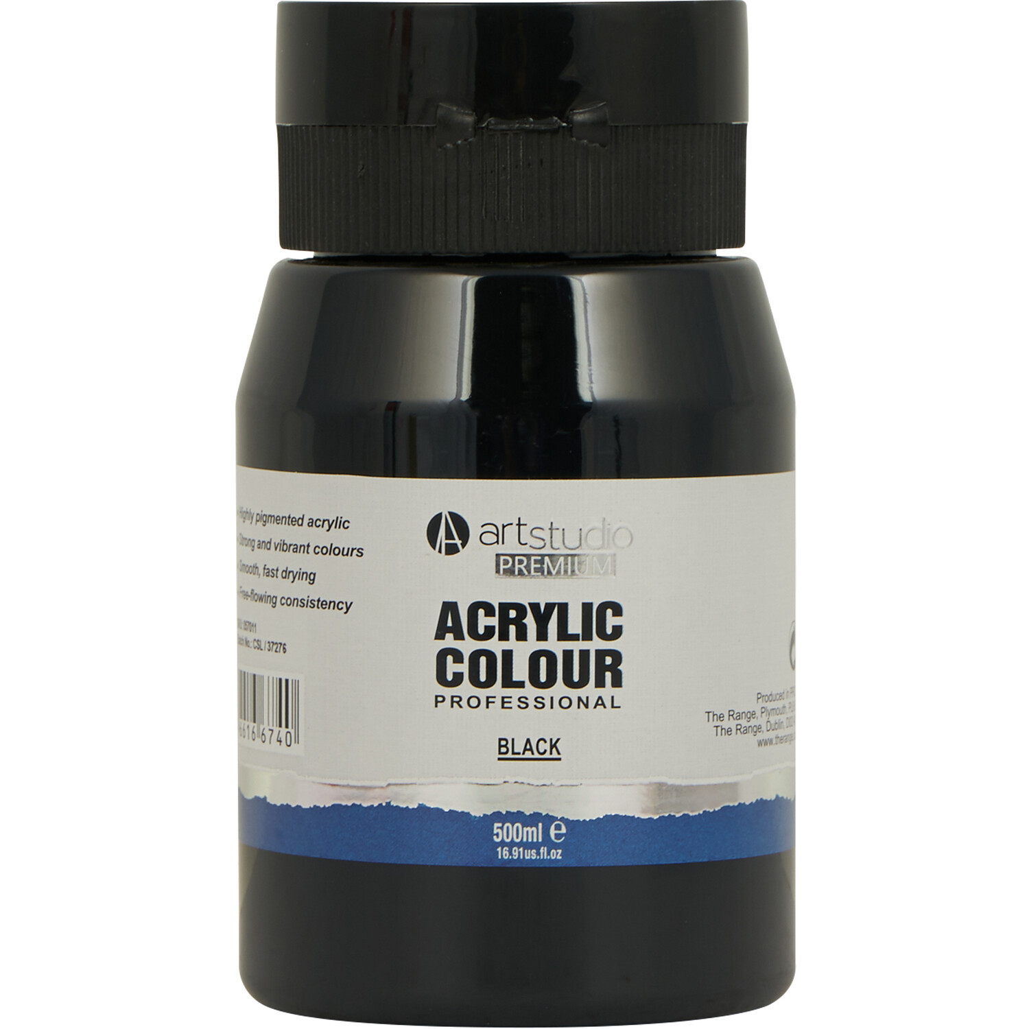 Art Studio Premium Acrylic Paint 500ml - Black Image 1