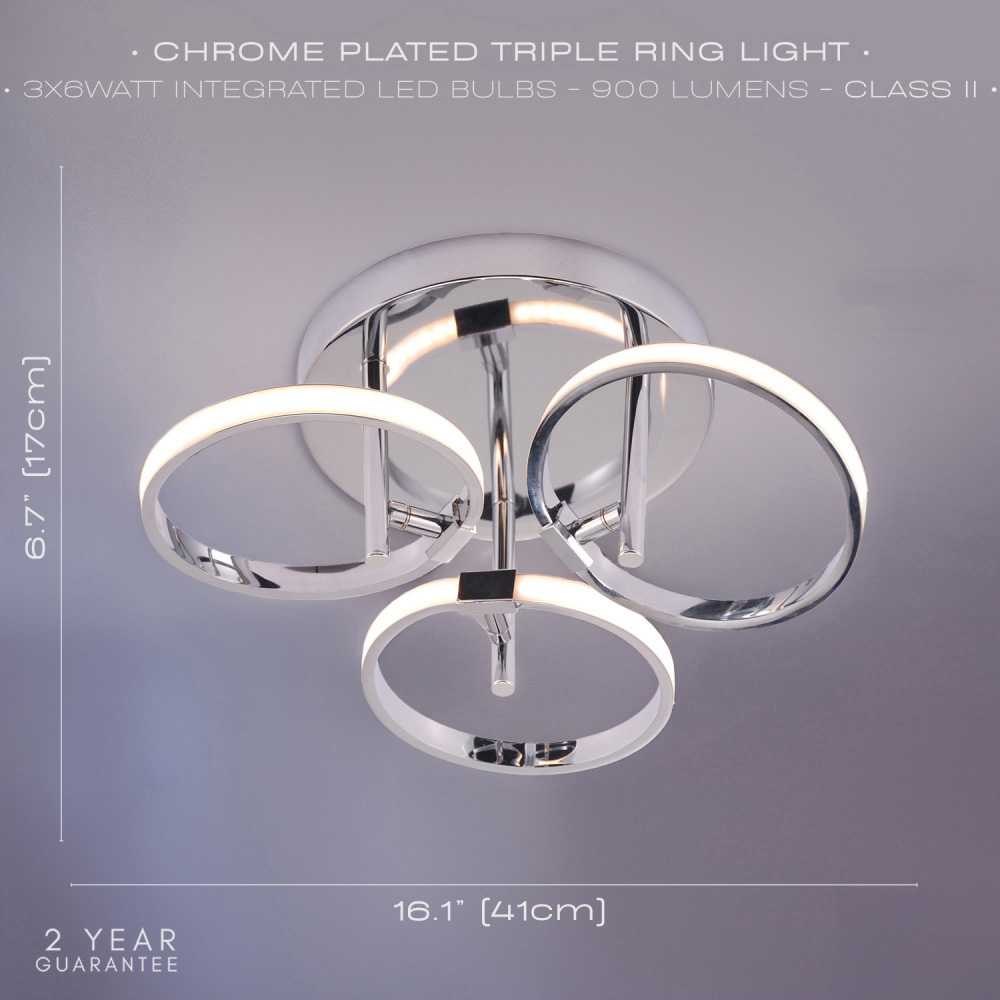 Happy Homewares Chrome Plated Halo Ring LED Ceiling Lighting Fitting Image 7