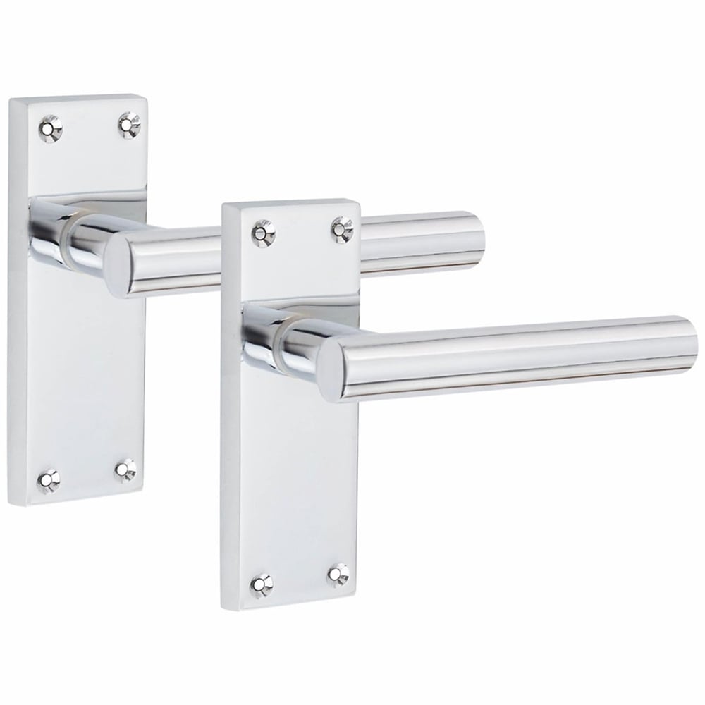 Golden Grace Victorian Straight T-Bar Polished Chrome Latch Handles Set 6 Pack Image 3