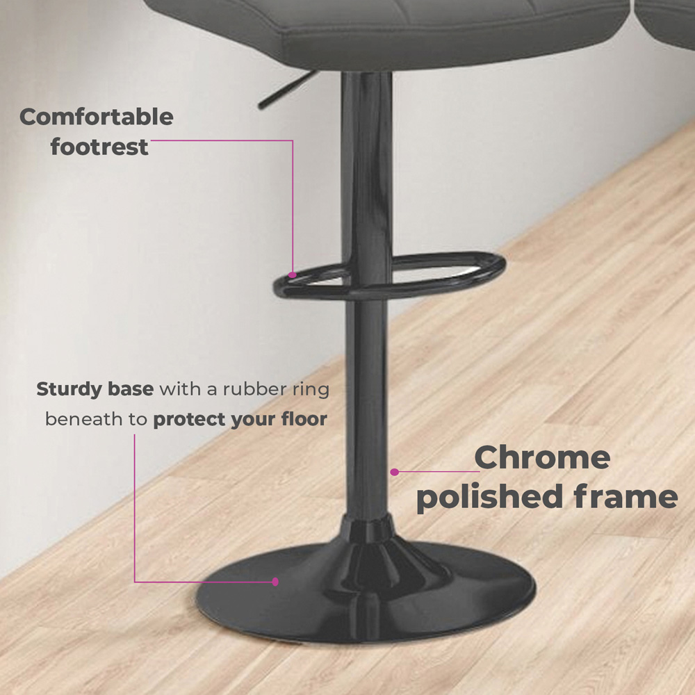 Neo Dark Grey and Black Faux Leather Swivel Bar Stool Set of 2 Image 4