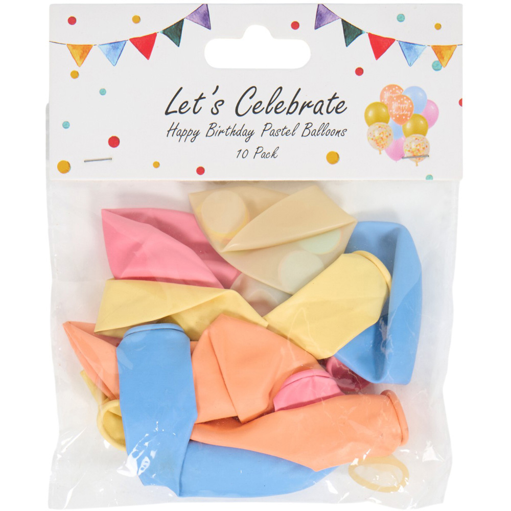 My Party Pack of 10 Happy Birthday Pastel Balloons Image