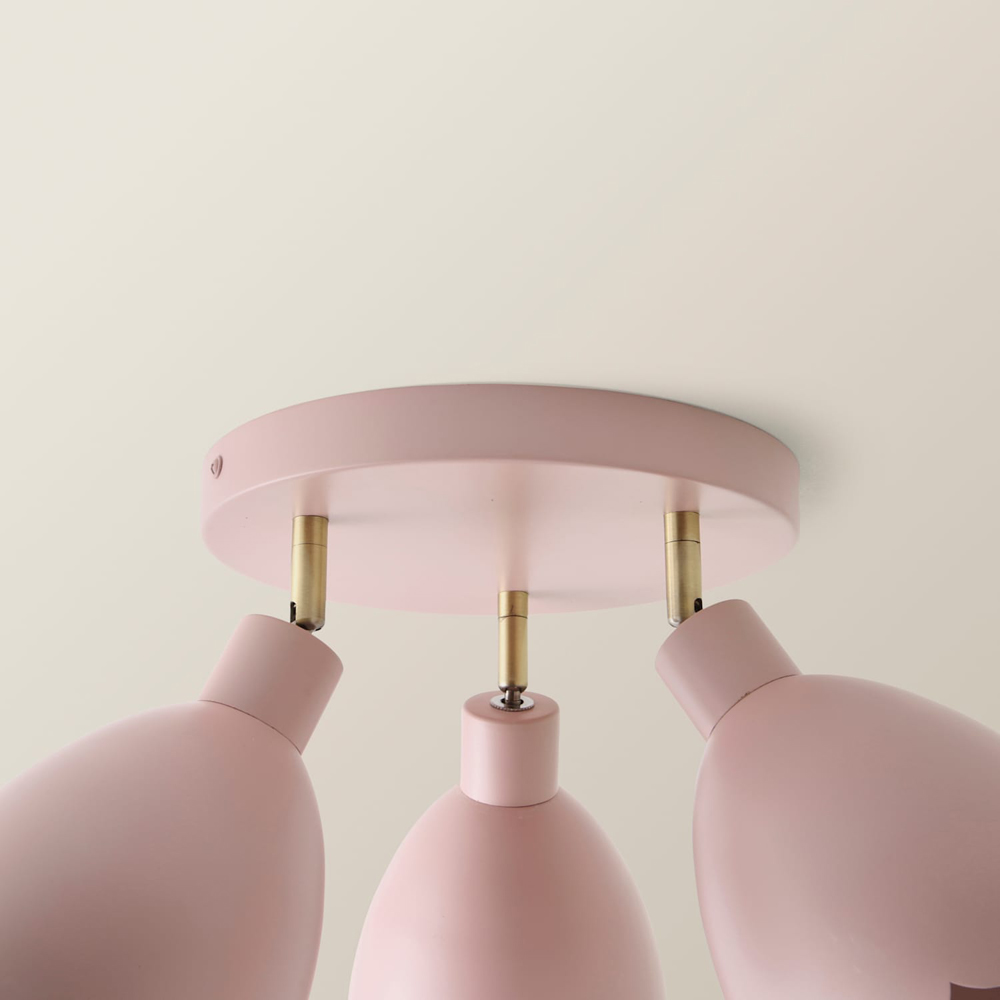 ValueLights Millie 3 Way Rose Pink Scallop Shade Adjustable Round Spot Ceiling Light with Bulb Image 3