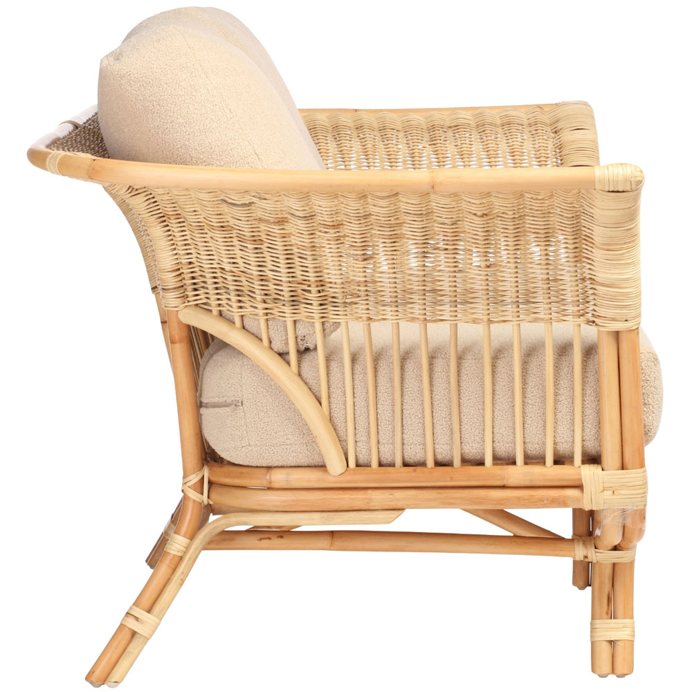 Desser Furniture Bejing 2 Seater Natural Rattan Latte Boucle Sofa Image 5