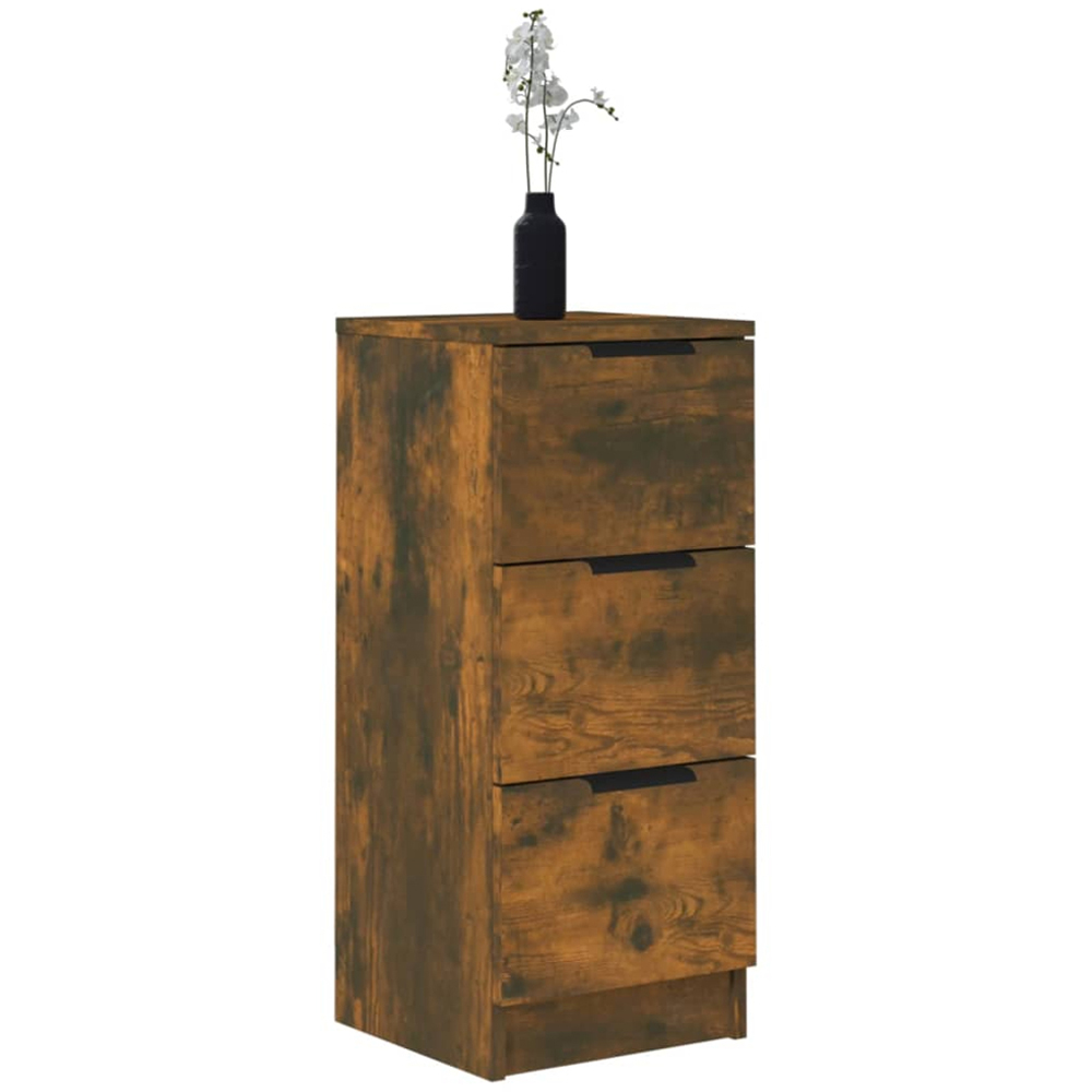 vidaXL 3 Drawer Smoked Oak Sideboard Set of 2 Image 4