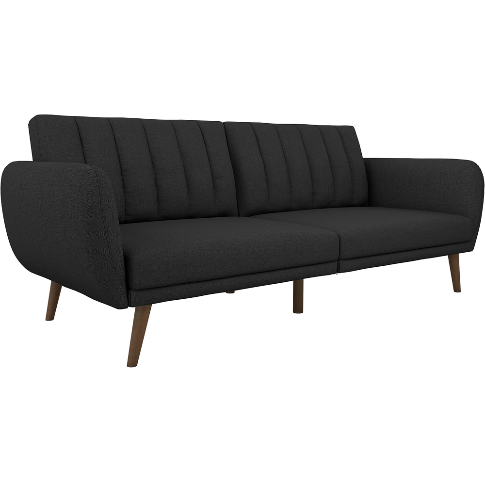 Novogratz Brittany 3 Seater Dark Grey Linen Sofa Bed with Wooden Legs Image 2