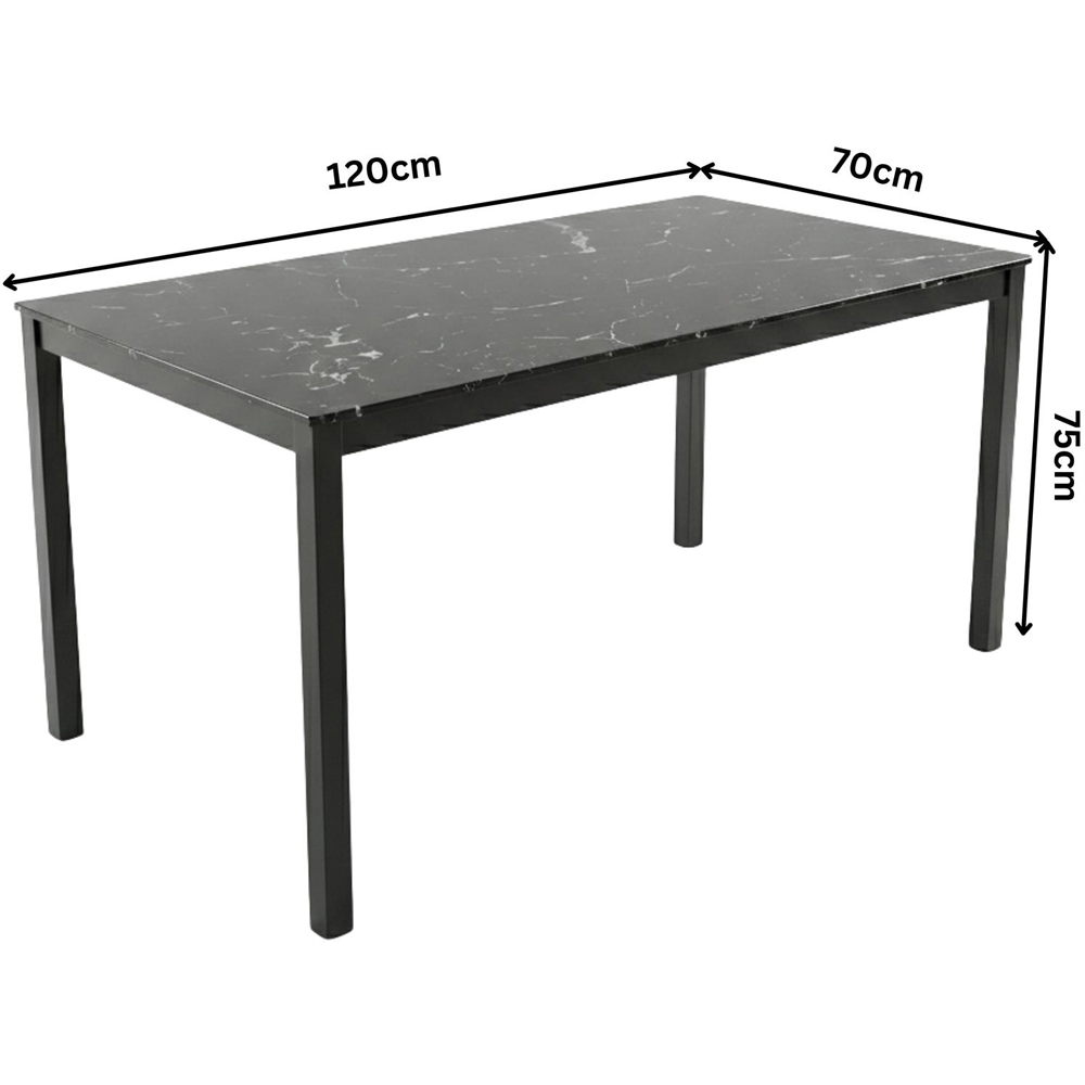 Portland 4 Seater Faux Leather Marble Effect Tabletop Dining Set Black and White Image 4