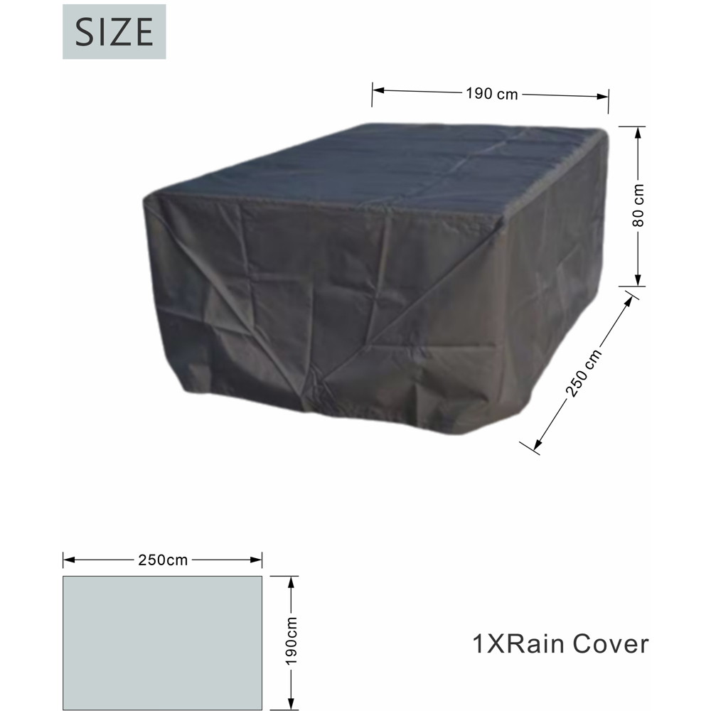 Direct Wicker Black Waterproof Rectangular Garden Furniture Cover 250 x 190 x 80cm Image 7