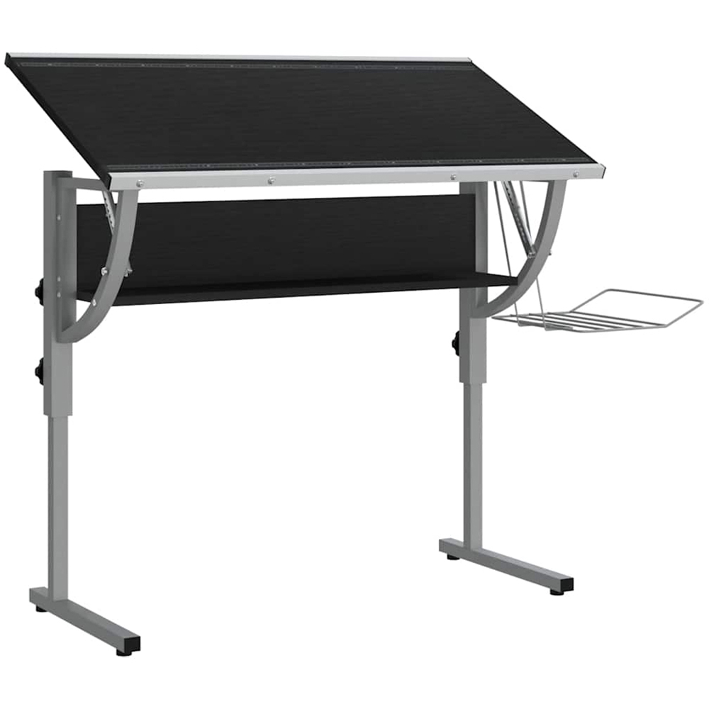 vidaXL Single Shelf Craft Desk with Magazine Rack Black and Grey Image 5