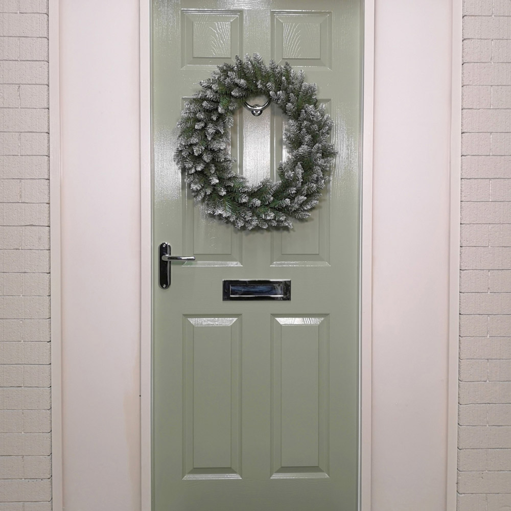 Samuel Alexander Snow Tipped Christmas Wreath Green 60cm Image 7