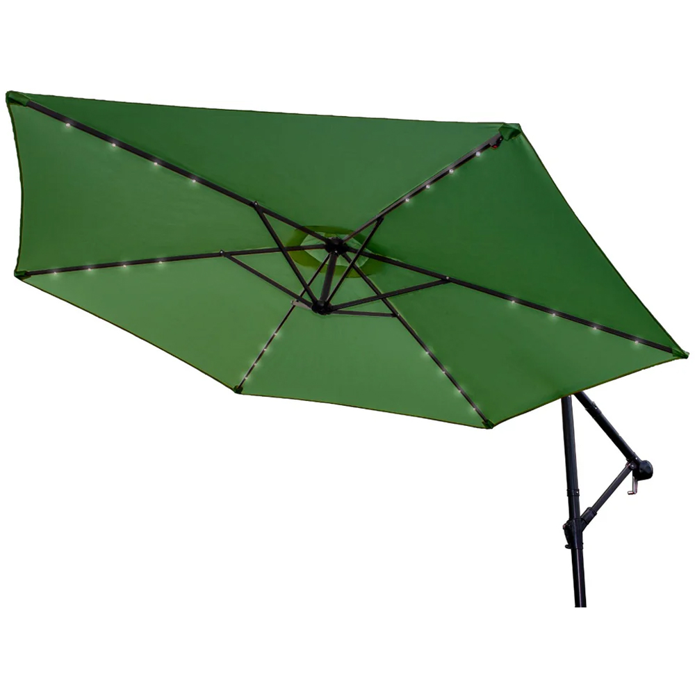 MonsterShop Green LED Cantilever Parasol with Fan Base 3m Image 3
