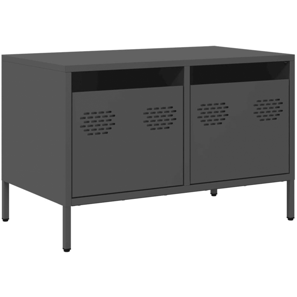 vidaXL 2 Drawer Black Steel Industrial Style TV Cabinet Image 2