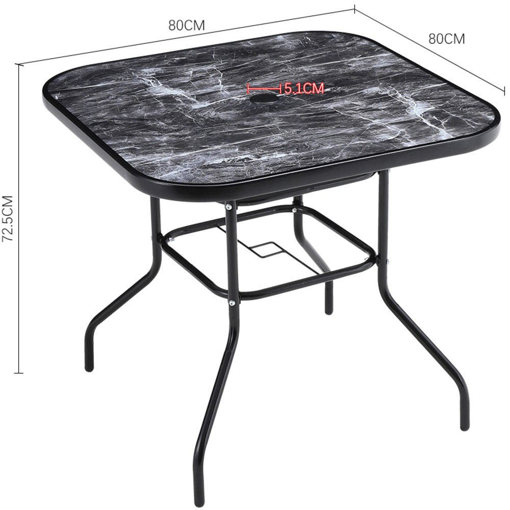 Living and Home Black Tempered Glass Square Marble Coffee Table Image 8