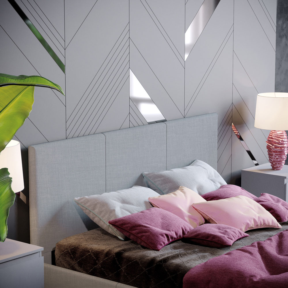 Vida Designs Victoria Double Light Grey Linen Bed Frame Image 3