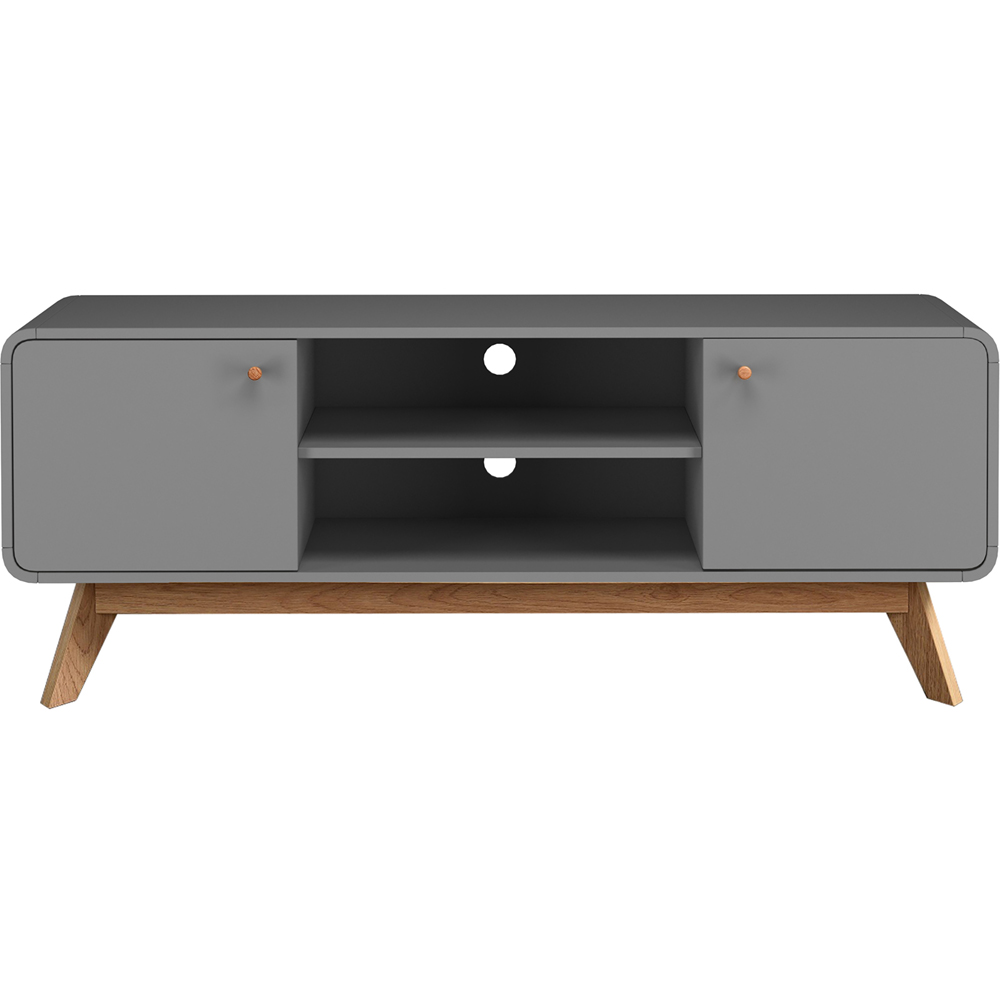 Loft24 Cassie 2 Door 2 Shelf Grey TV Stand Image 4