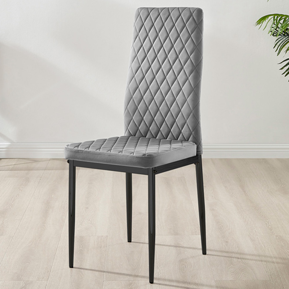 Furniturebox Valera Set of 4 Grey and Black Velvet Dining Chair Image 1