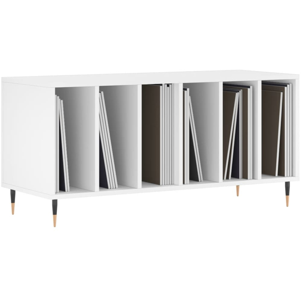 vidaXL 6 Shelf White Record Cabinet Image 3