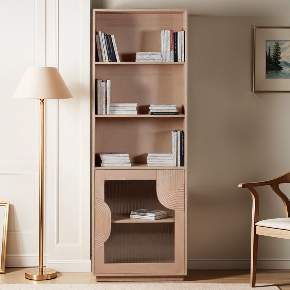 IH Design Jodhpur Single Door 3 Shelf Solid Wood Bookcase Image 1