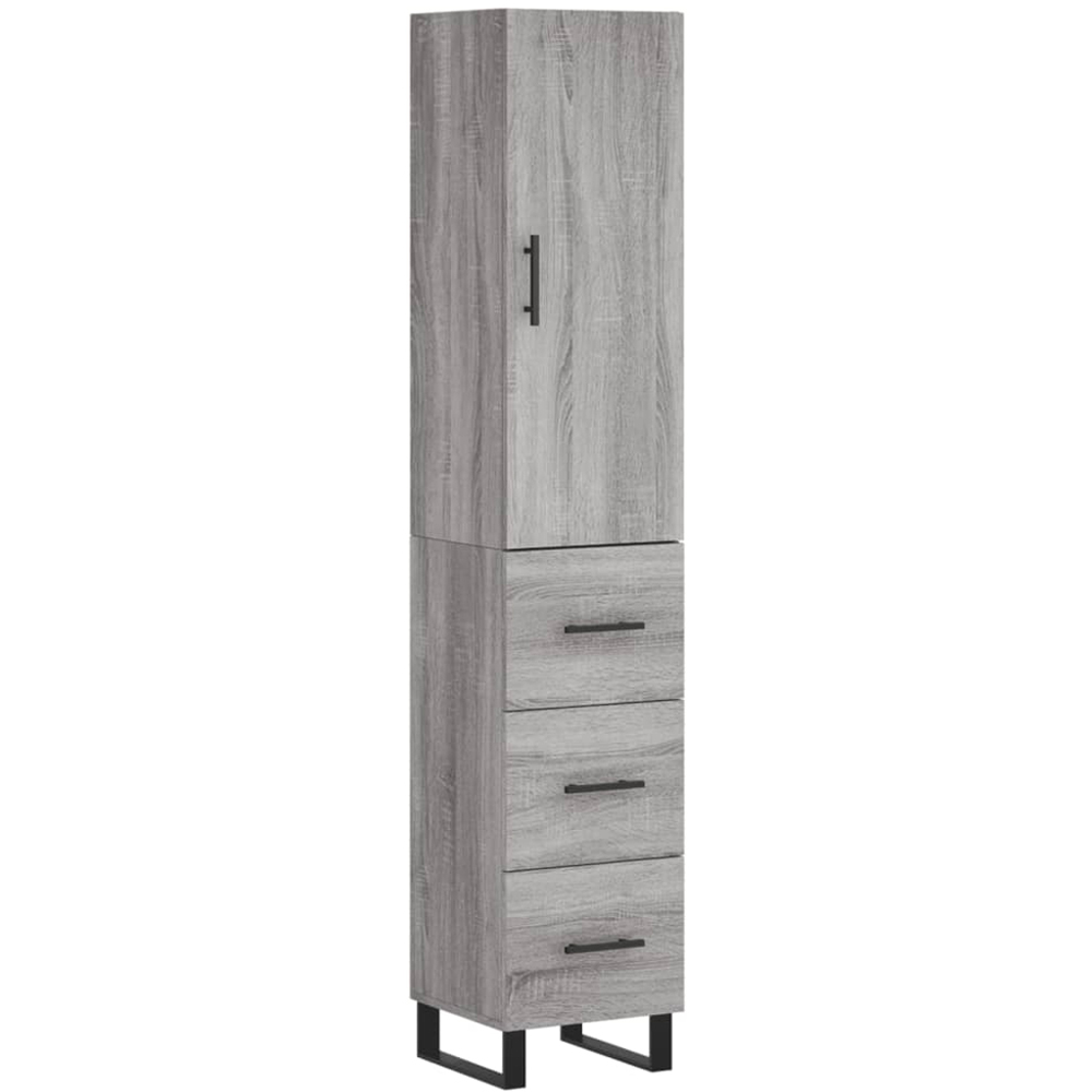 vidaXL Single Door 3 Drawer Grey Sonoma Highboard Image 2