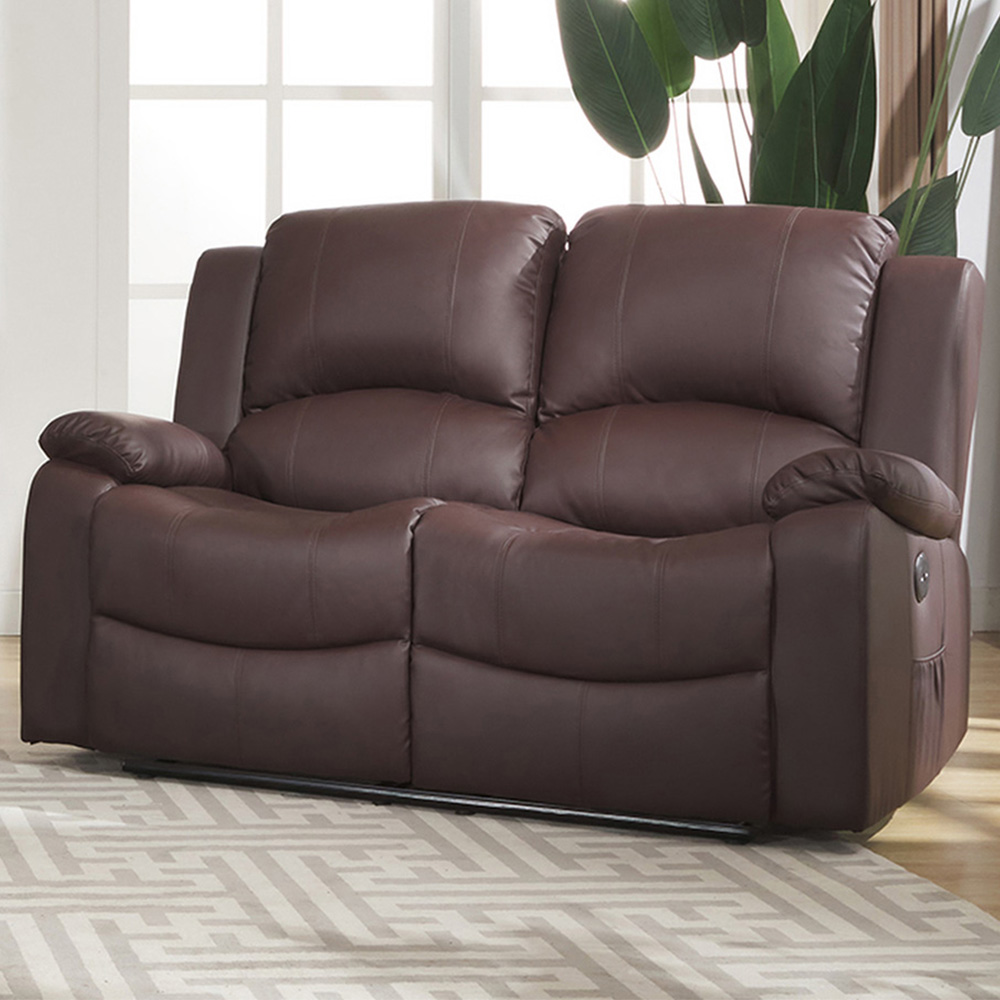Glendale 2 Seater Brown Bonded Leather Electric Recliner Sofa Image 1