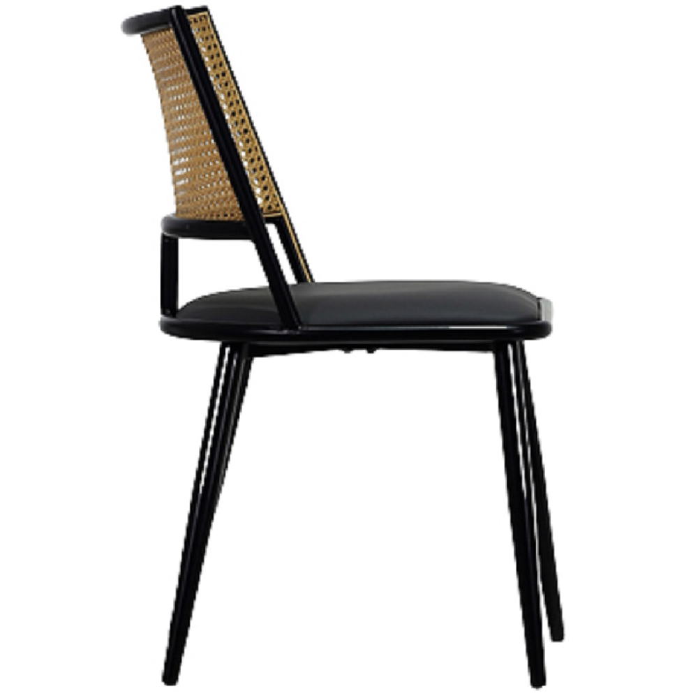 Furniture One Set of 2 Black Rattan Mid-Century Dining Chair Image 6