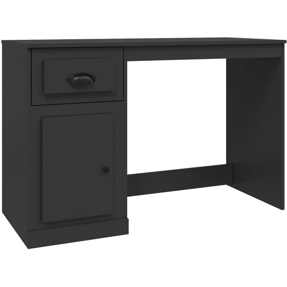 vidaXL Single Door Single Drawer Computer Desk Black Image 2
