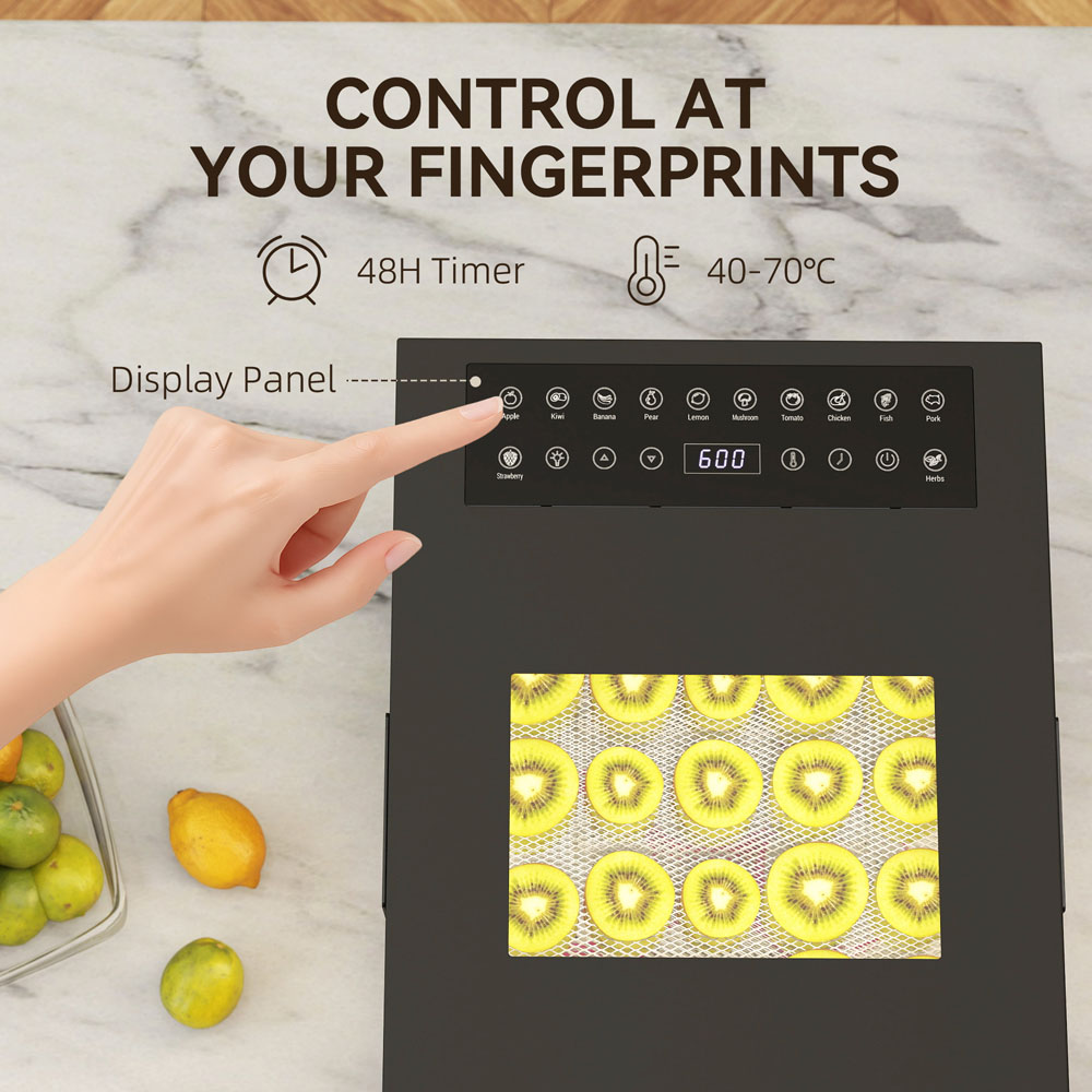 HOMCOM 800-259V70BK 12 Stainless Steel Tray Food Dehydrator 850W Image 6