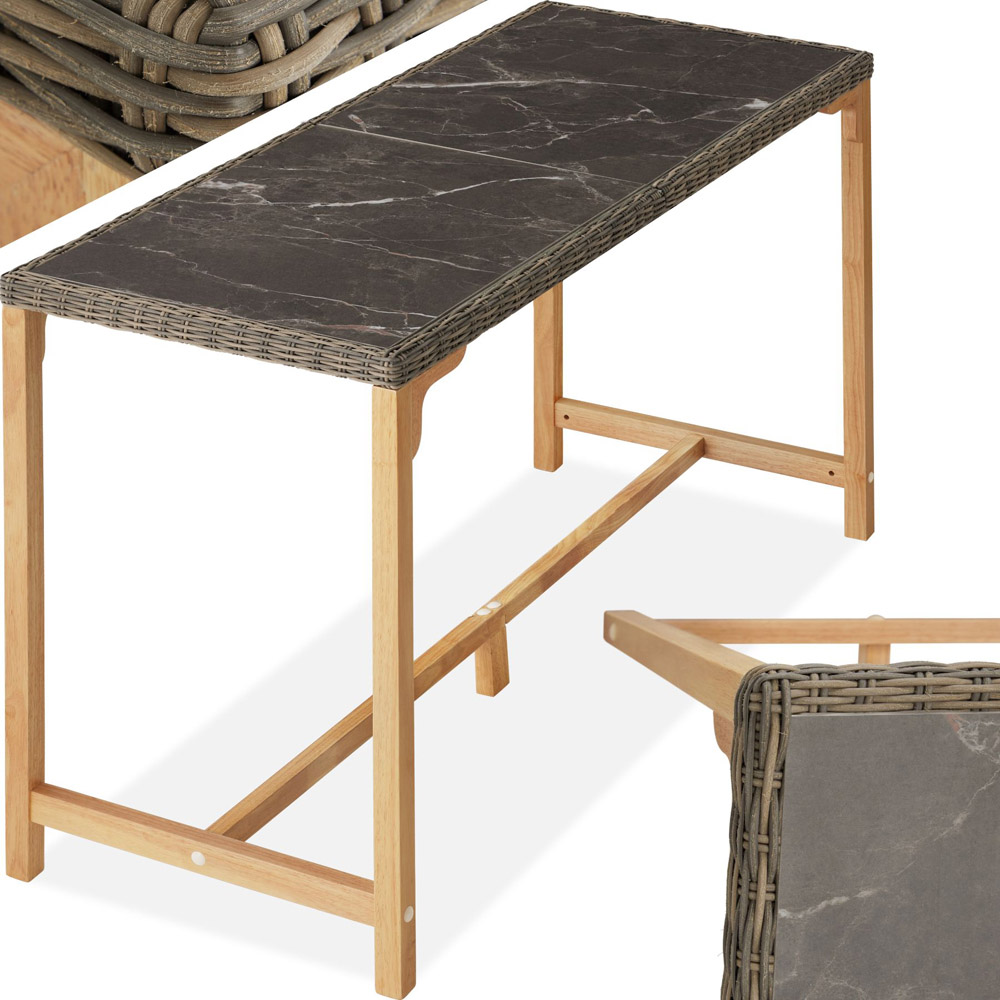 tectake 6 Seater Nature Polyrattan Garden Bar Bistro Table Image 7