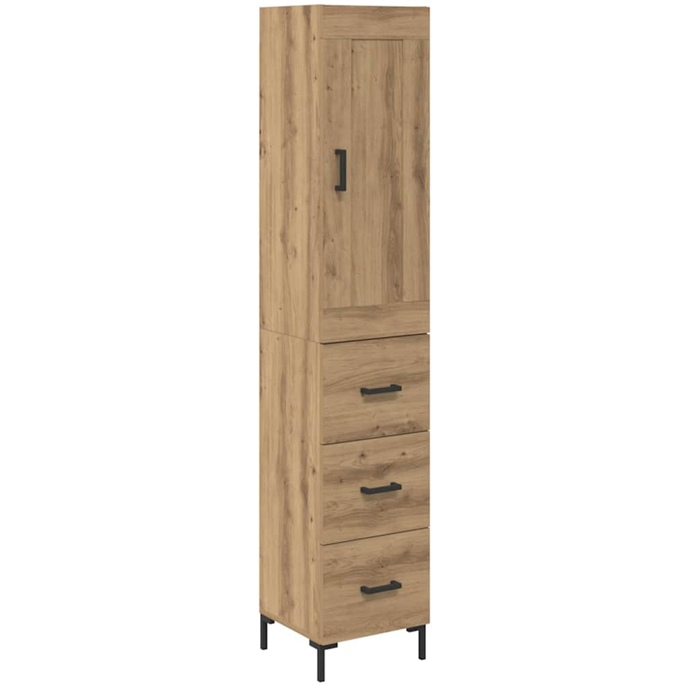 vidaXL Single Door 3 Drawer Artisan Oak Highboard Image 2