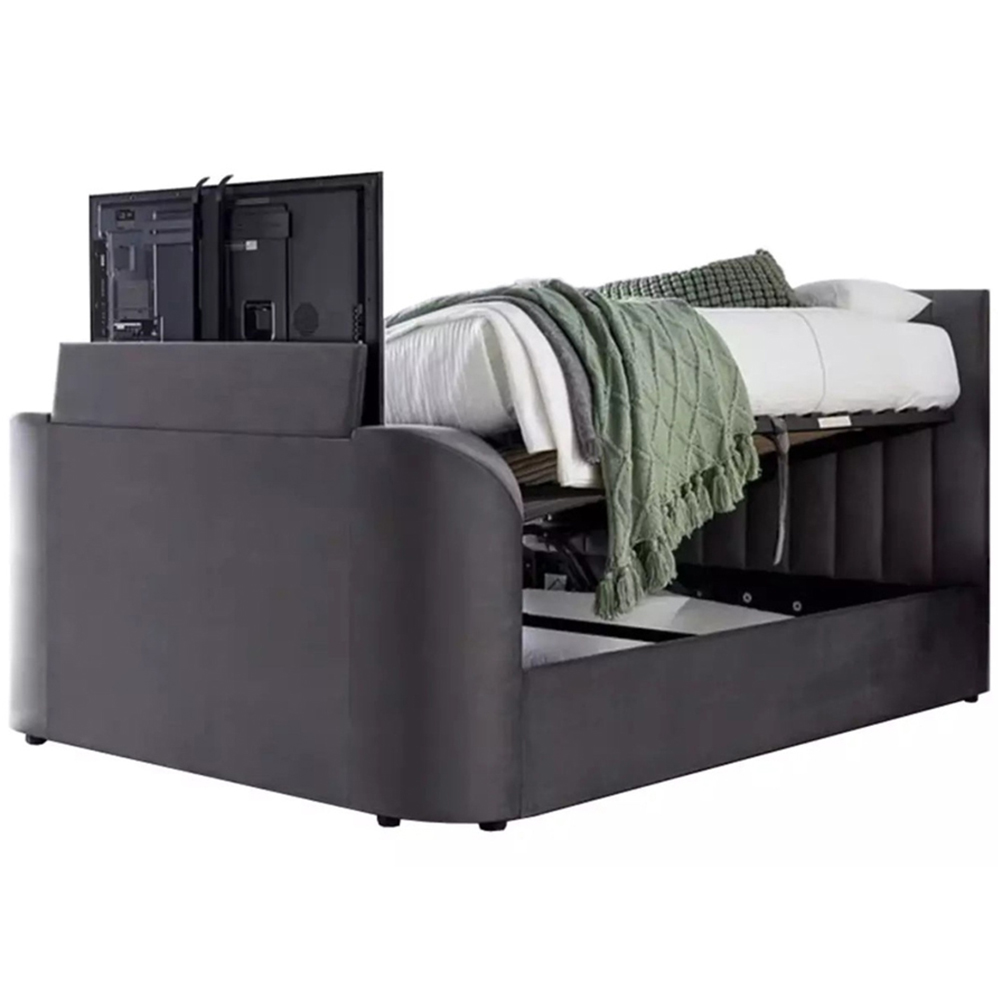 Webb Daniels Nova Super King Size Grey Velvet Ottoman Media TV Bed Image 3