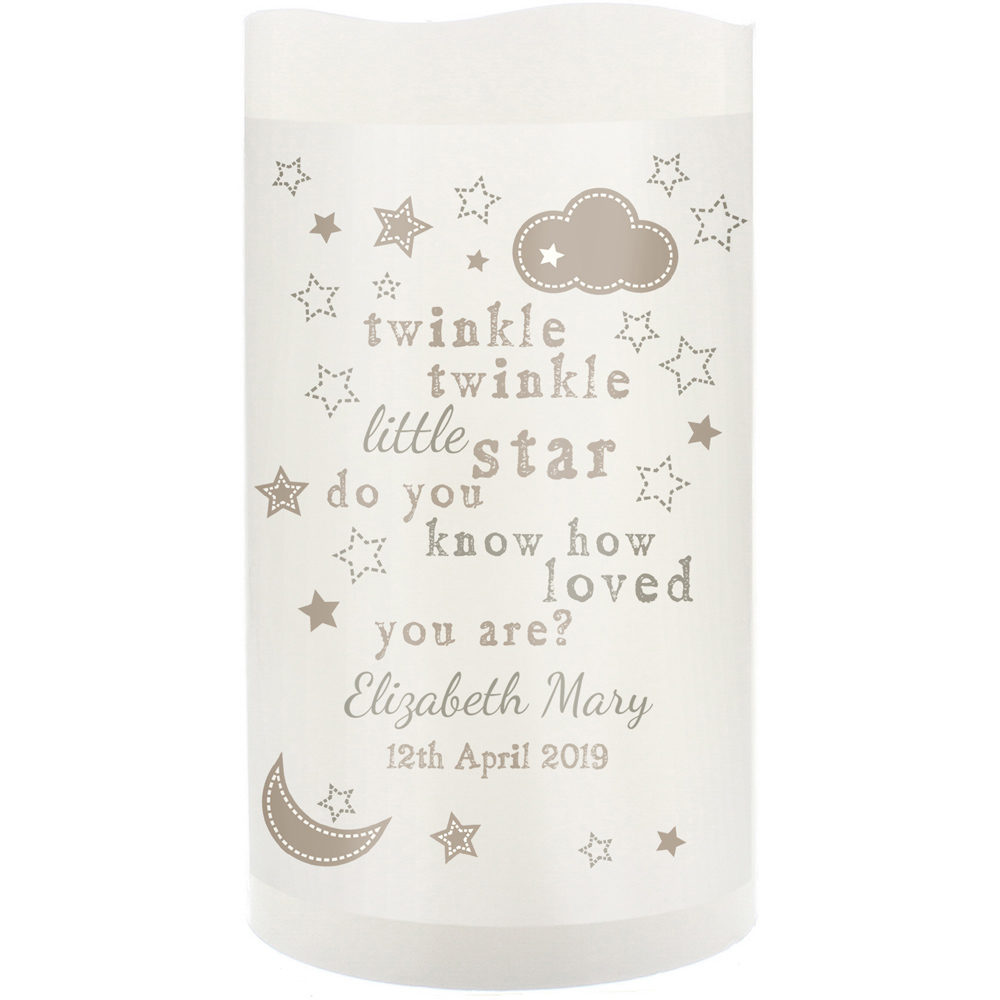Personalised Memento Twinkle Twinkle Nightlight LED Candle Image 1