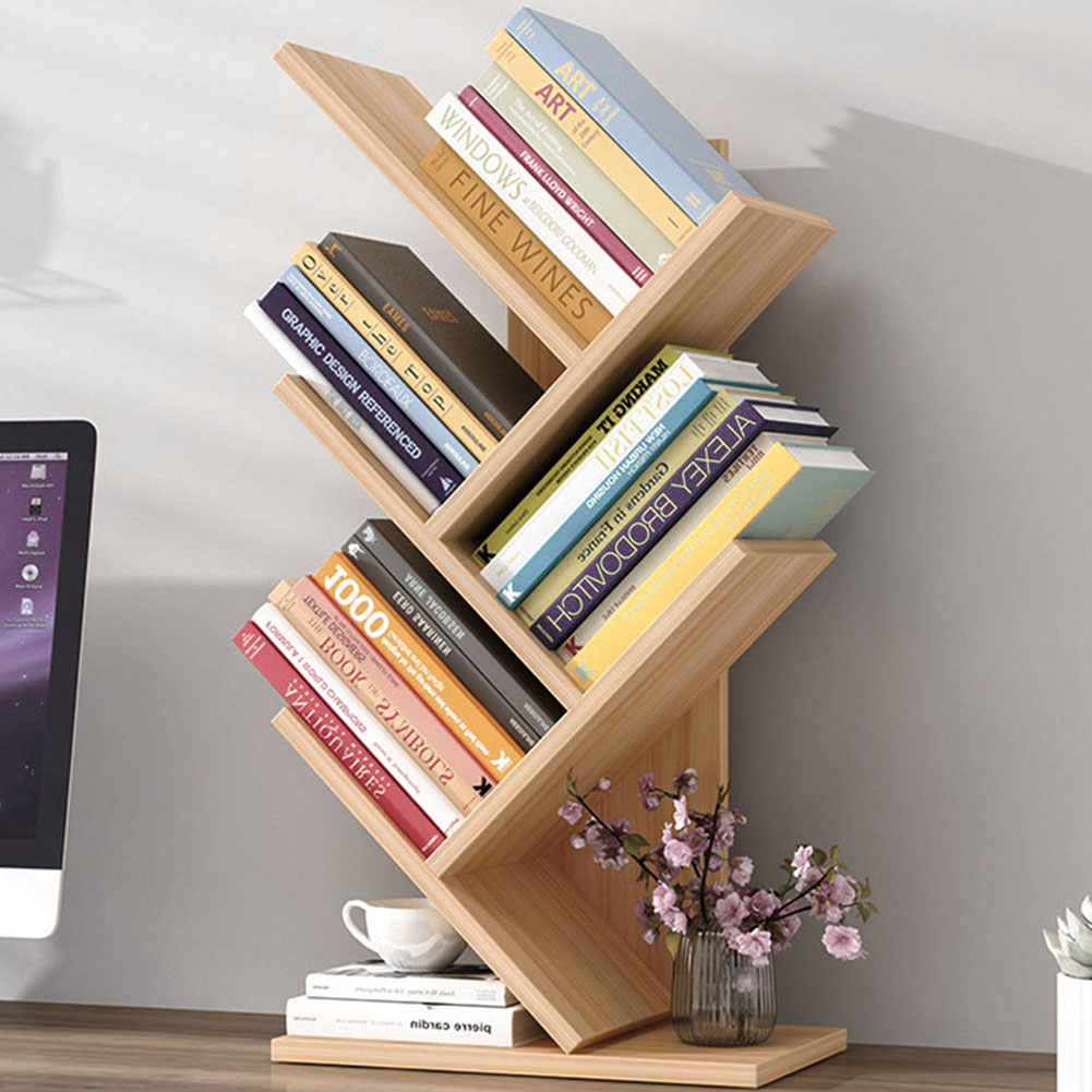 Living and Home 5 Shelf Natural Tree Shaped Bookshelf Image 1