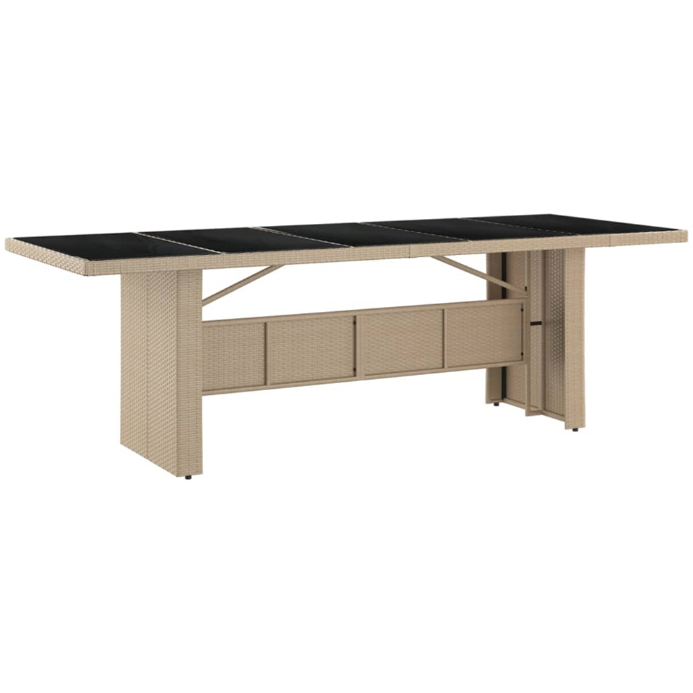 vidaXL 8 Seater Beige Polyrattan Tempered Glass Tabletop Garden Table Image 5