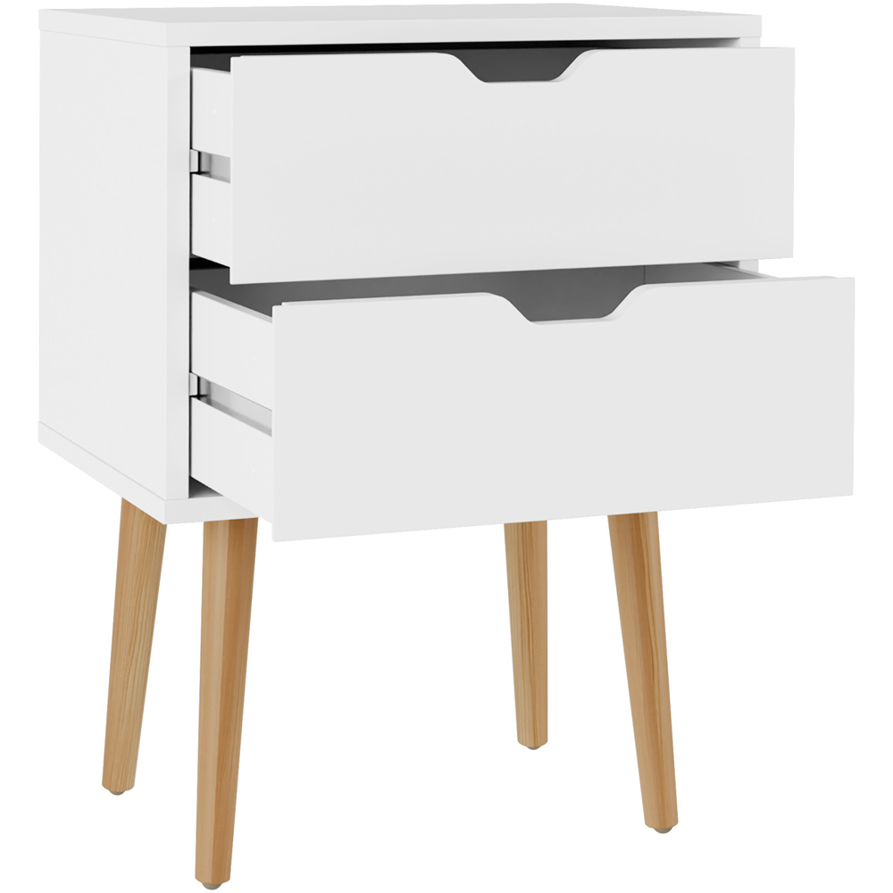 GFW Nyborg 2 Drawer White Bedside Table Image 4