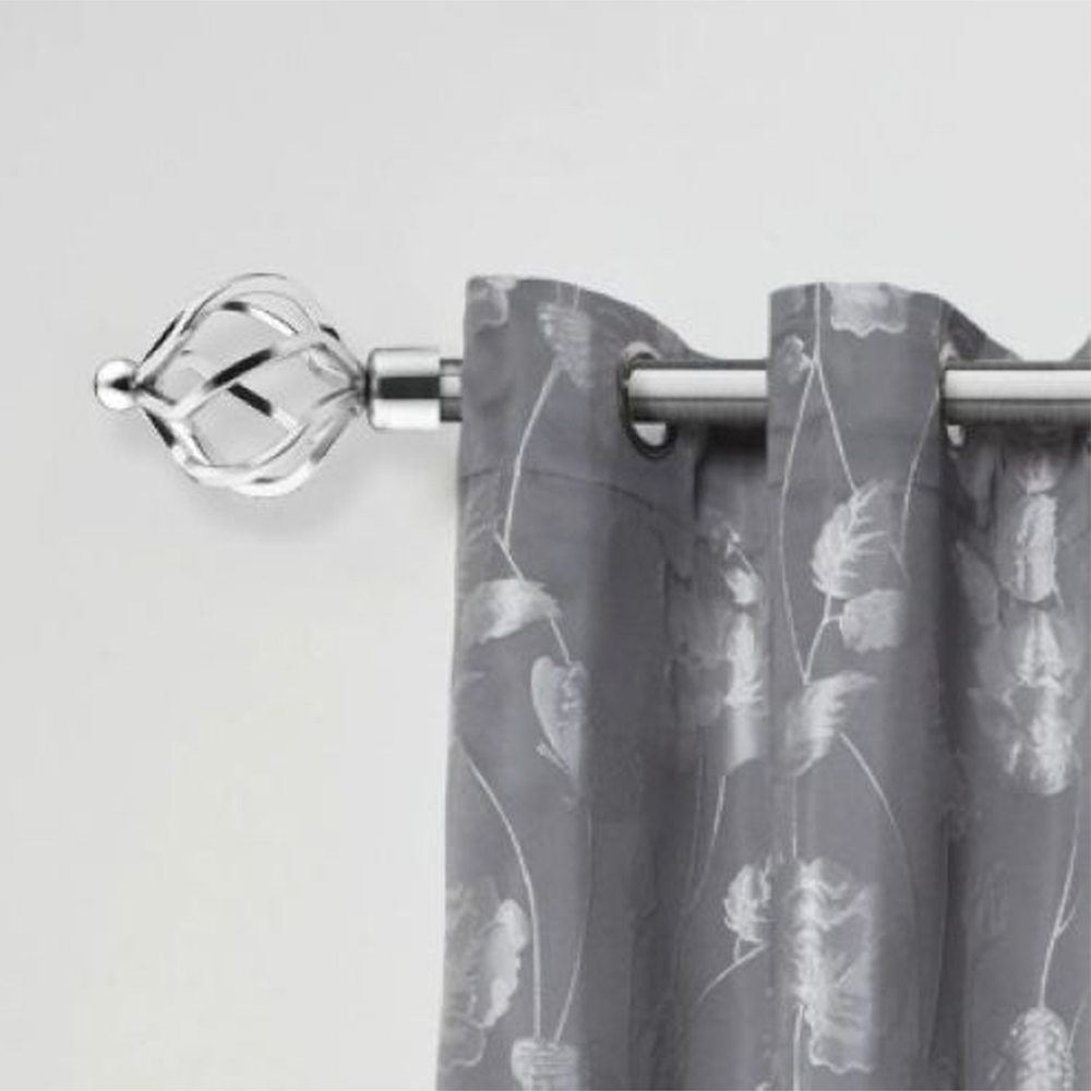 New Edge Blinds Cage 160-300cm Extendable Chrome Eyelet Metal Curtain Pole Set Image 2