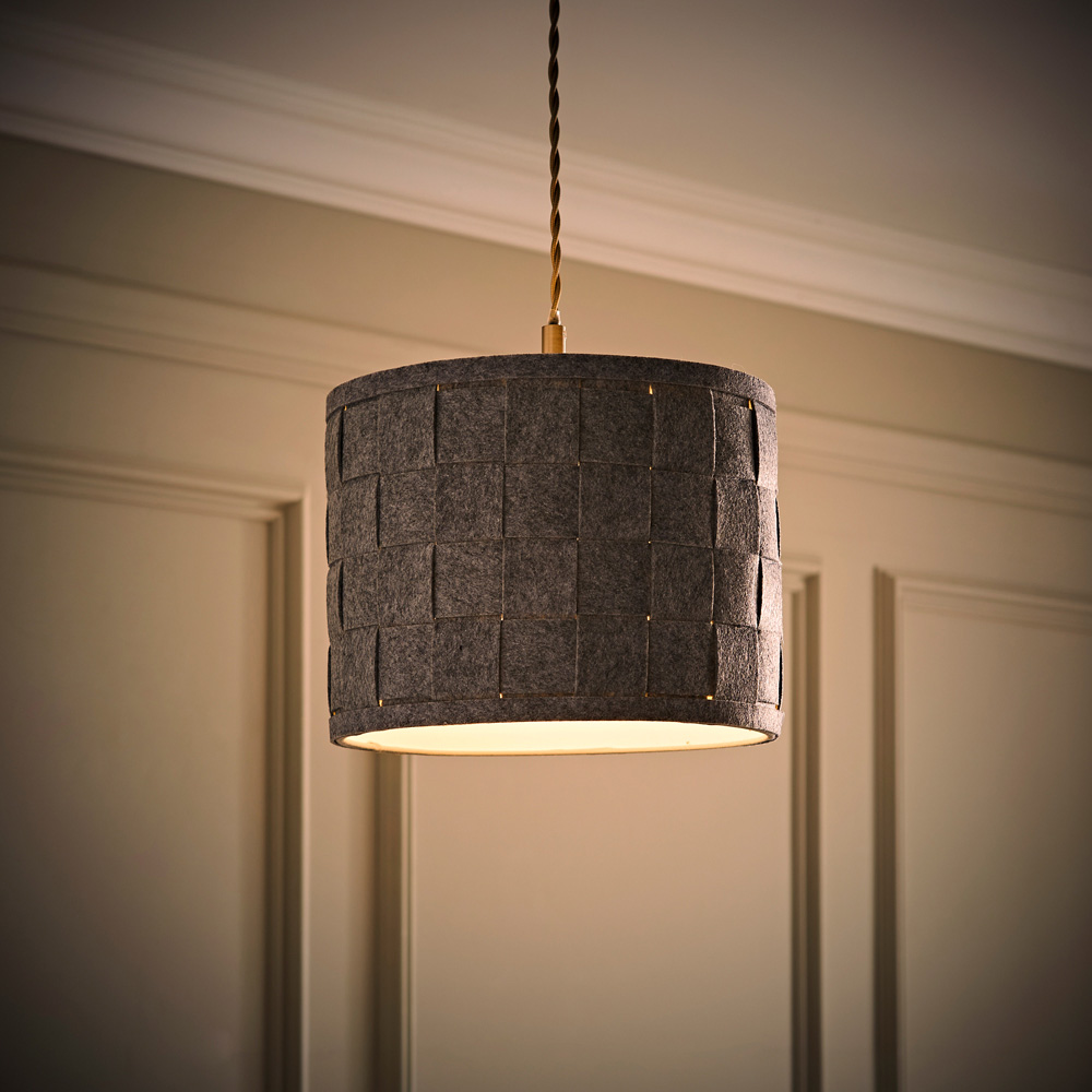 ValueLights Monza Grey Felt Weave Small Drum Shade Image 2